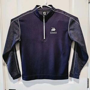 FootJoy FJ Mens Dundarave PEI Size Medium 1/4 Zip Pullover Long Sleeve Blue